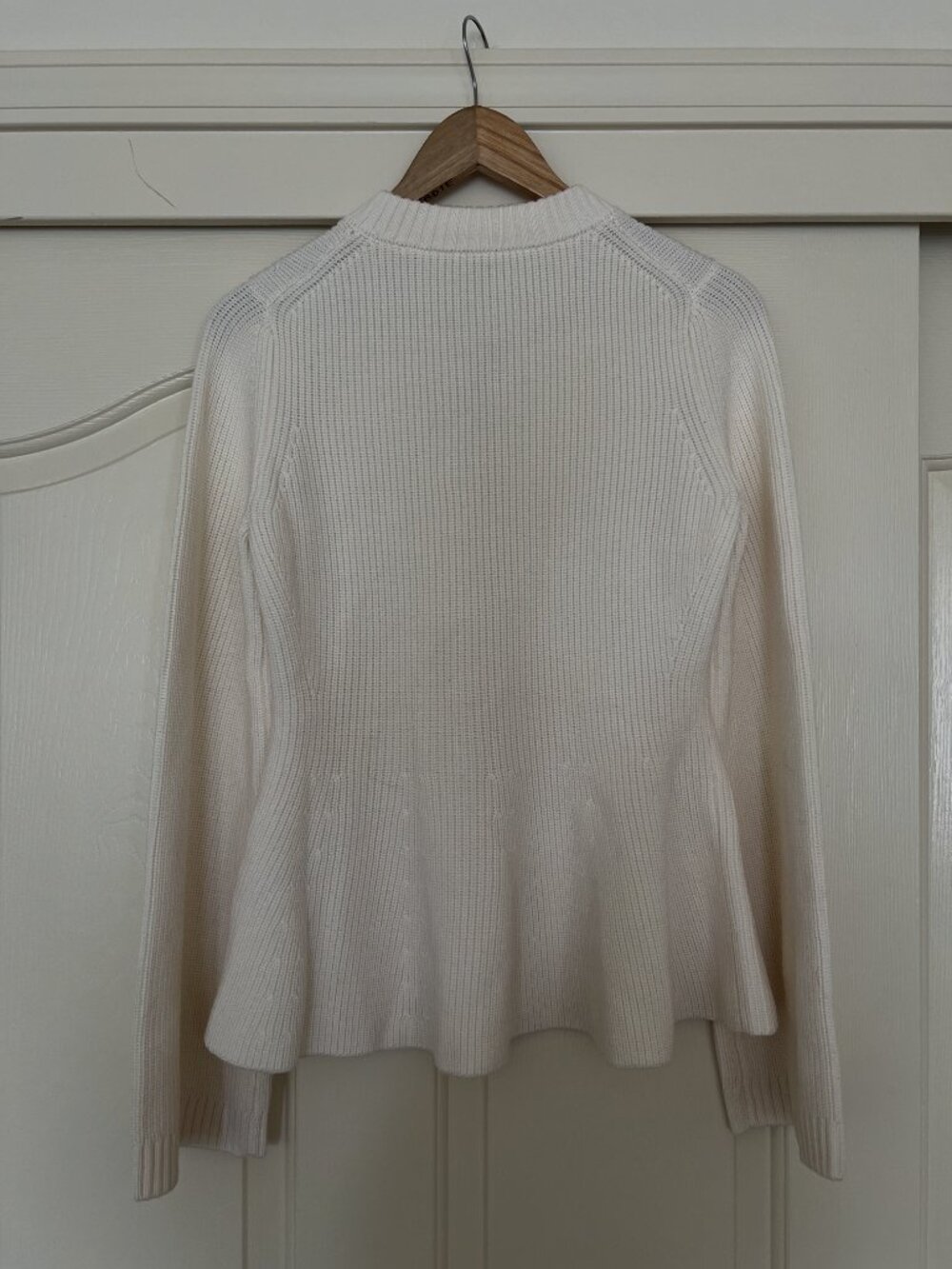 Rebecca Taylor Novelty Wool Peplum Cardi Cream Size M - Picture 3 of 4